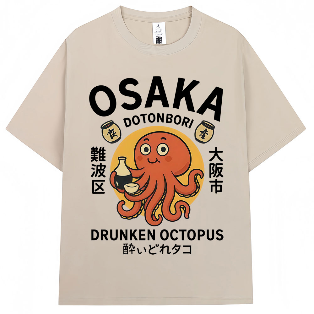 Vintage Fashion Osaka - Kaos Grafis Gaya Jepang Drunken Octopus