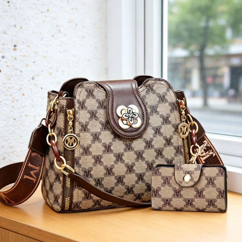 Vintage Women Fashion - Tas selempang bermotif huruf vintage, tas