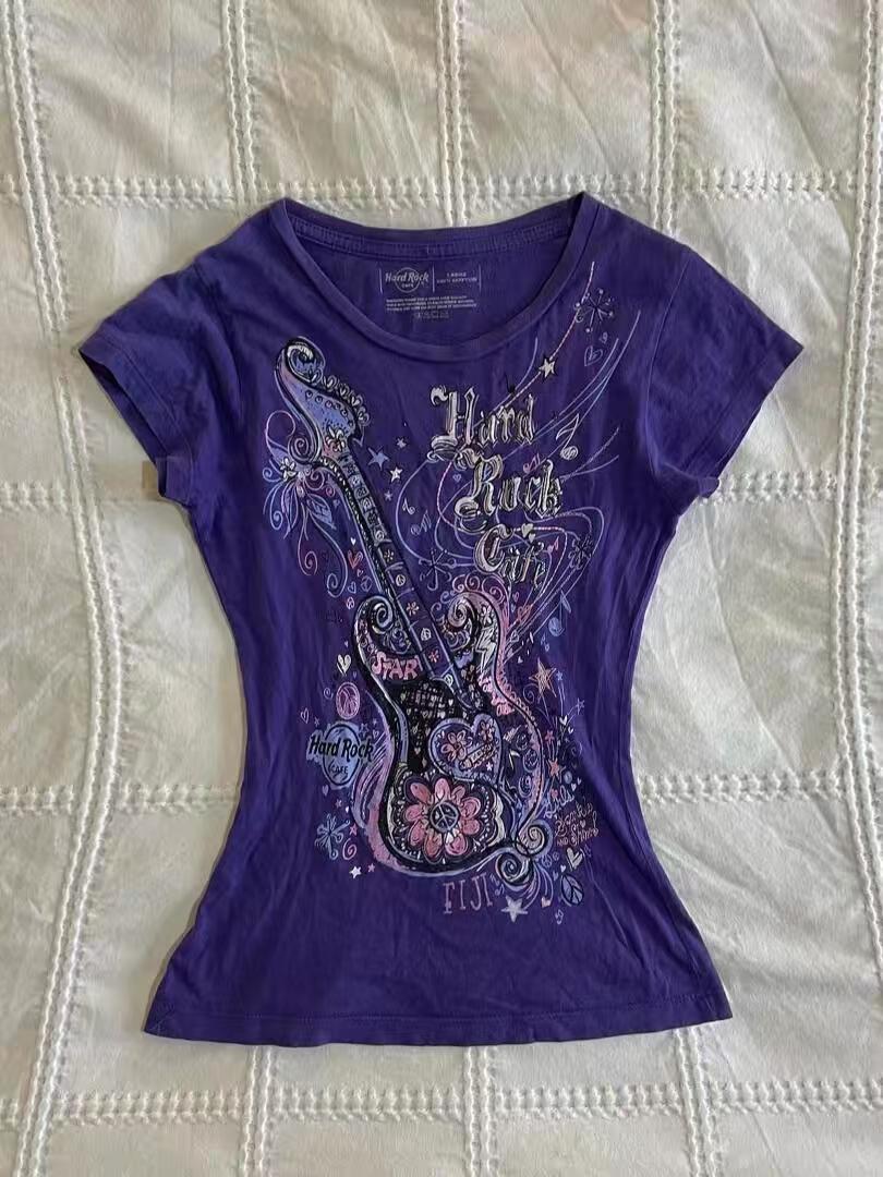 Vintage Fashion Subculture - Kaos Wanita Motif Vintage Ungu Musim