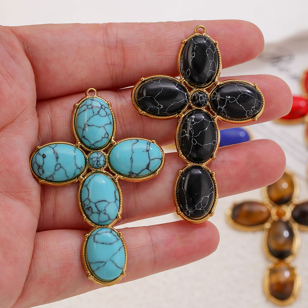 Vintage Fashion Earrings - Liontin Salib Besar Vintage dari Baja