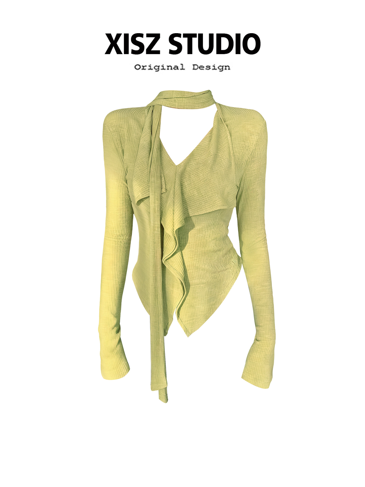 Turtleneck Knit 90S - Kaos Wanita Kuning Gothic Harajuku Y2k