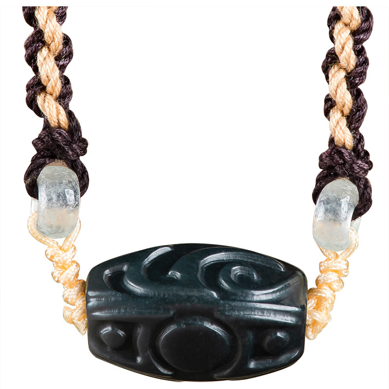 Usa Vintage Fashion - Kalung Liontin Manik Ukiran Giok Hetian
