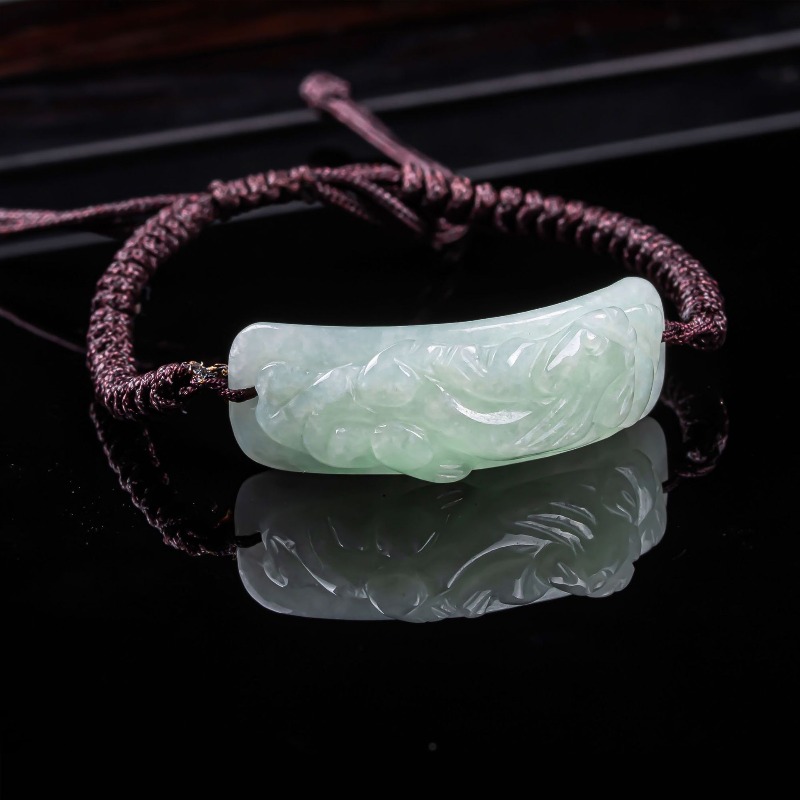 Usa Vintage Fashion - Gelang Giok Burma Pixiu Ukiran Rajutan