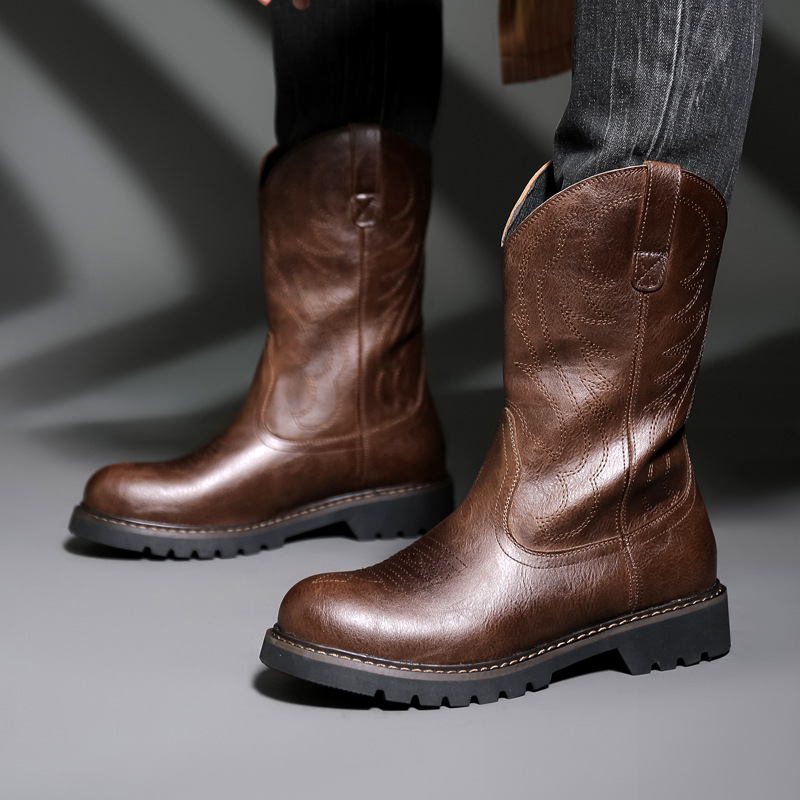 Vintage Fashion Mens - Sepatu Bot Koboi Pria Fashion Sepatu