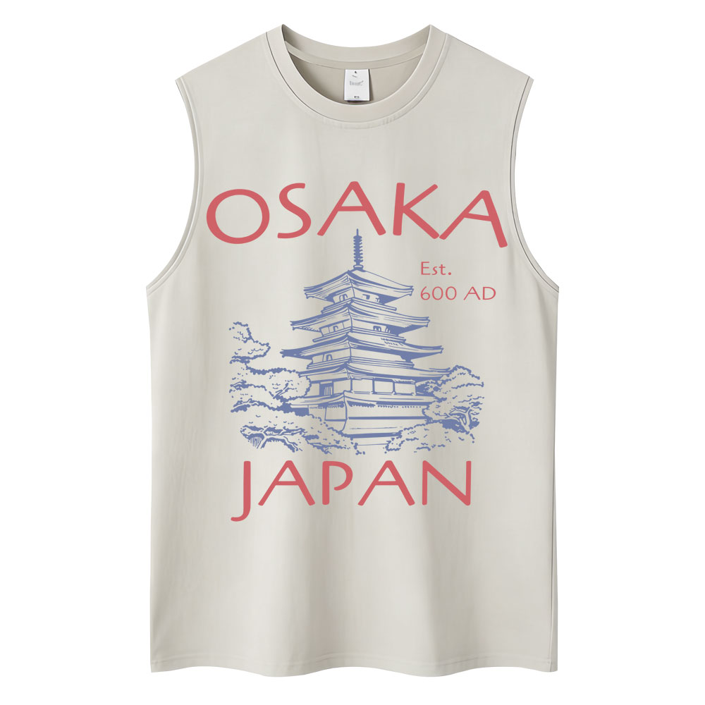 Vintage Fashion Osaka - Tank Top Bergaya Jepang Osaka Pagoda