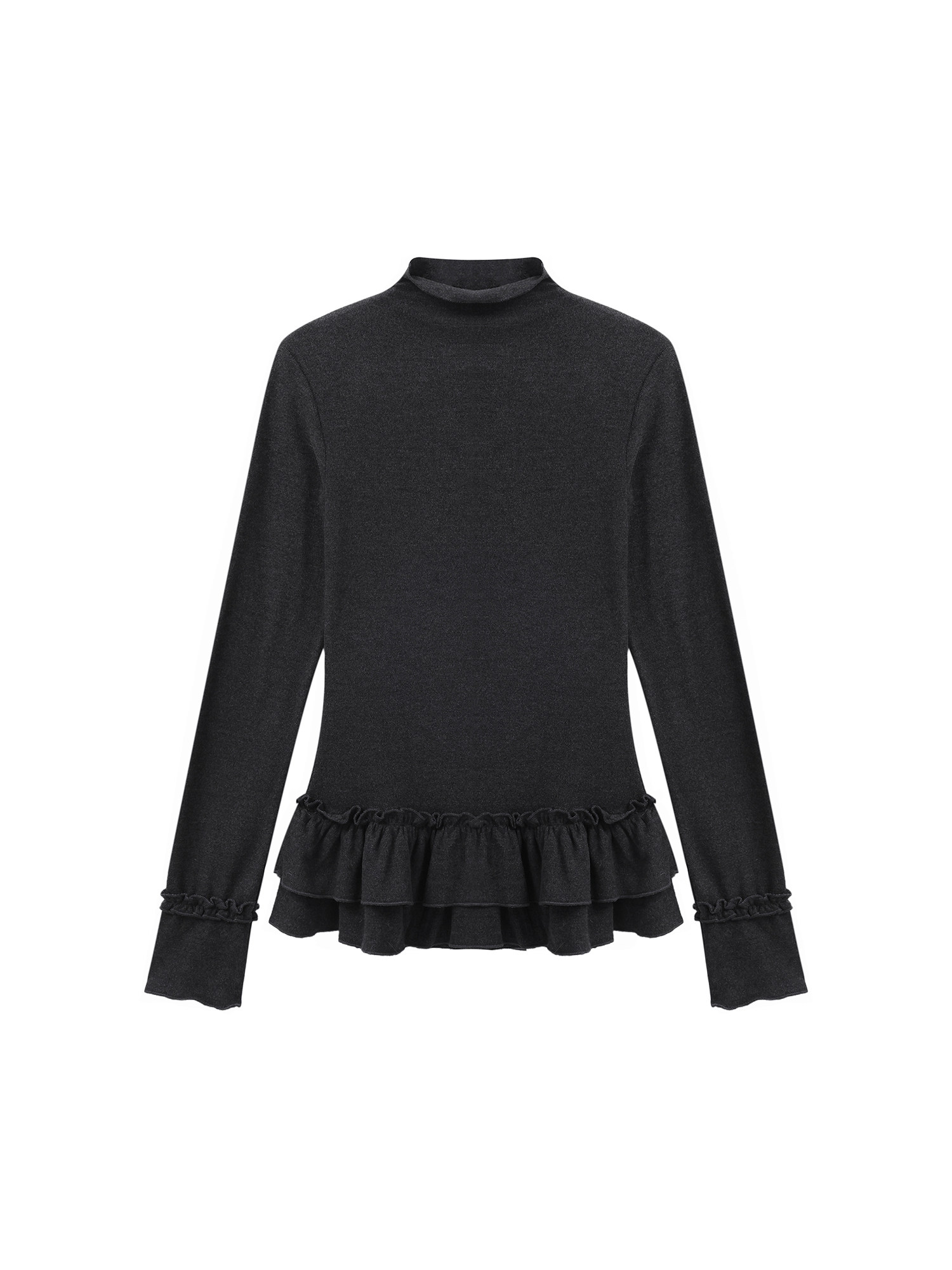 Turtleneck Knit 90S - Kaos Wanita Cokelat Gaya Gothic Harajuku