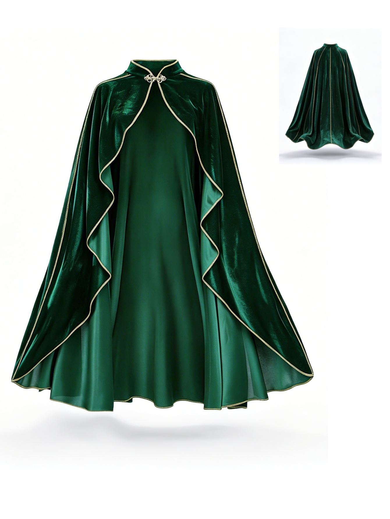 Vintage Fashion Dress - Jubah Beludru Hijau Vintage Wanita dengan