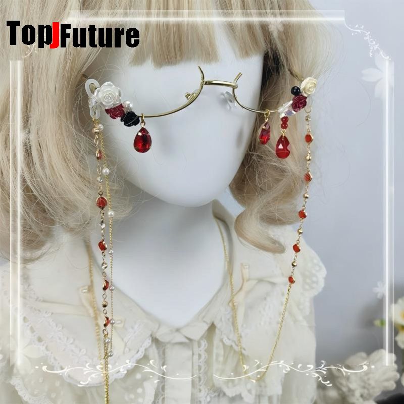 Vintage Fashion Subculture - Kacamata Setengah Bingkai Bunga Peri Buatan
