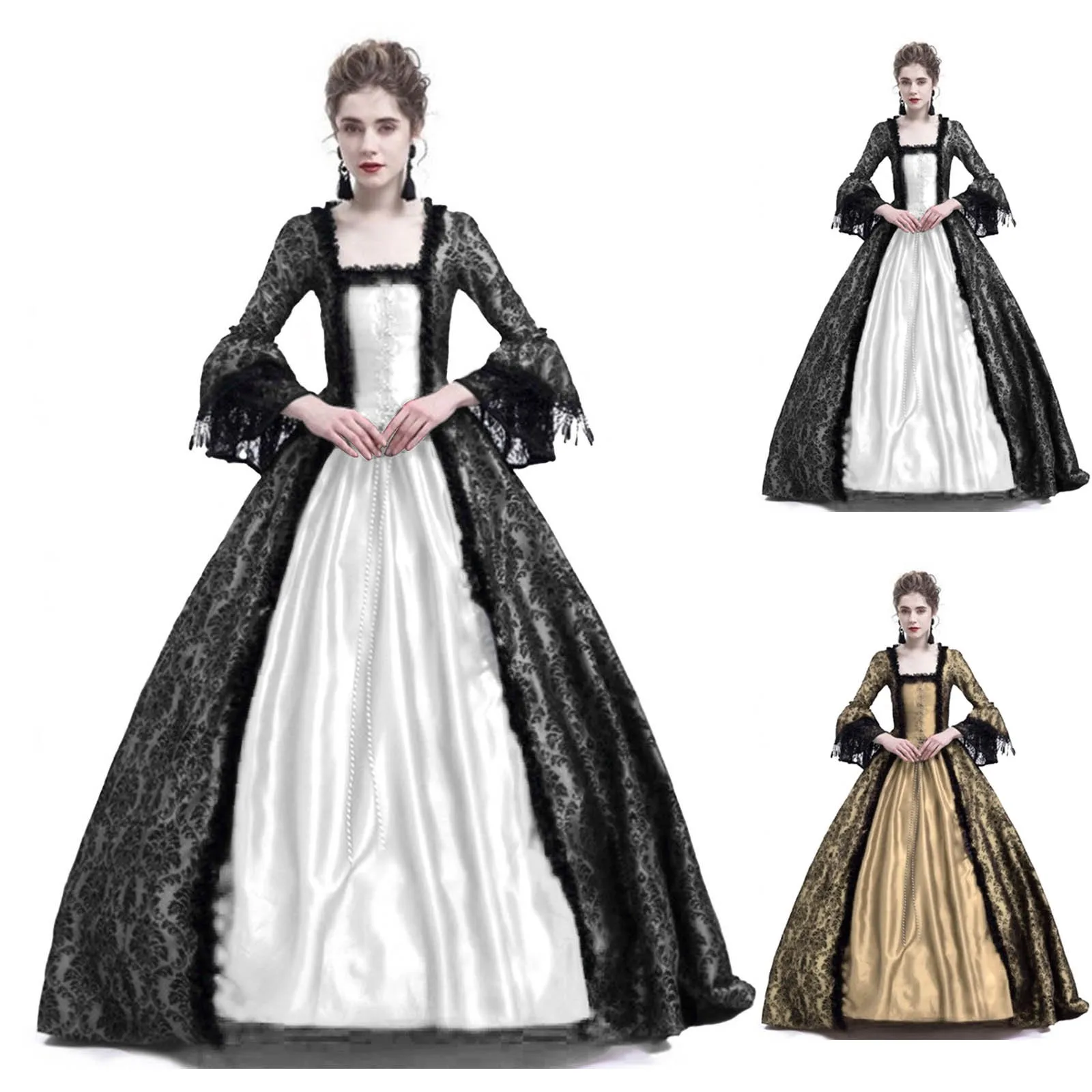 Vintage Fashion Dress - Kostum Halloween Cosplay Palace Wanita Gaun