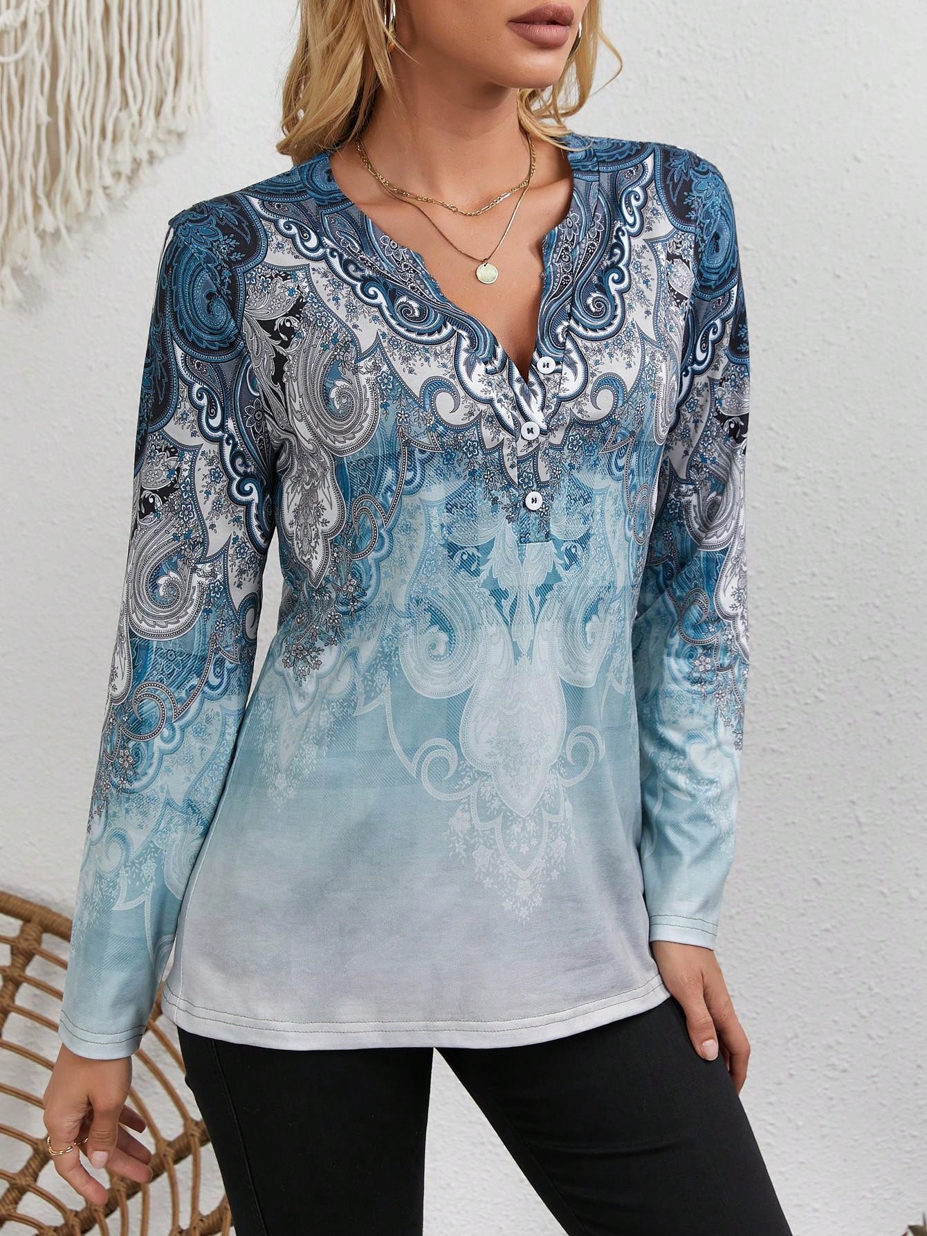 Atasan Wanita Bergaya Etnik: M - Usa Vintage Fashion ulasan dan harga
