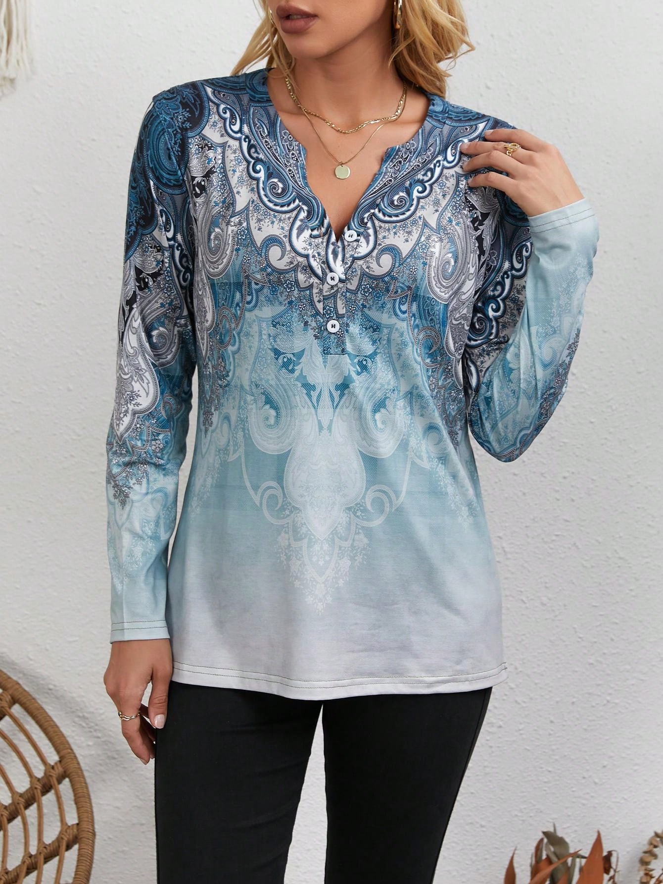 Atasan Wanita Bergaya Etnik: M - Usa Vintage Fashion ulasan dan harga