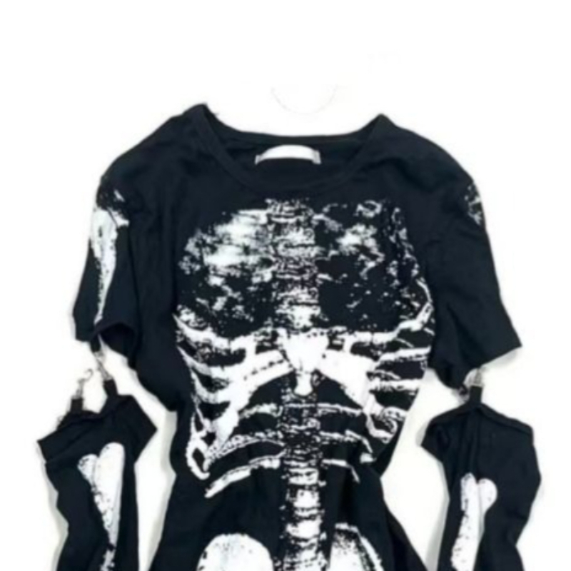Kaos Grafis Tengkorak Gothic d - Vintage Fashion Subculture ulasan dan harga