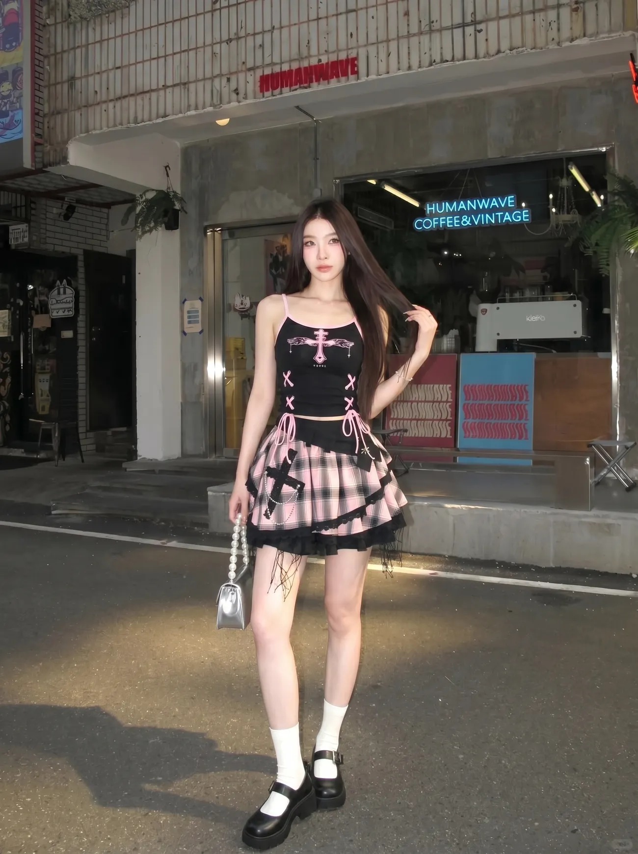 Set Rok Vintage Y2K Gaya Dark  - V Vintage Fashion ulasan dan harga