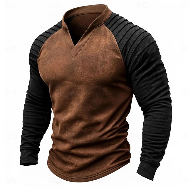 Kemeja Henley Raglan Lengan Pa - Vintage Fashion Mens ulasan dan harga
