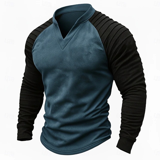 Kemeja Henley Raglan Lengan Pa - Vintage Fashion Mens ulasan dan harga