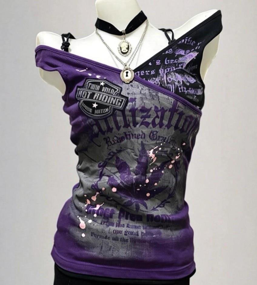 Kaos Gothic Y2k dengan Grafis  - Vintage Fashion Subculture ulasan dan harga