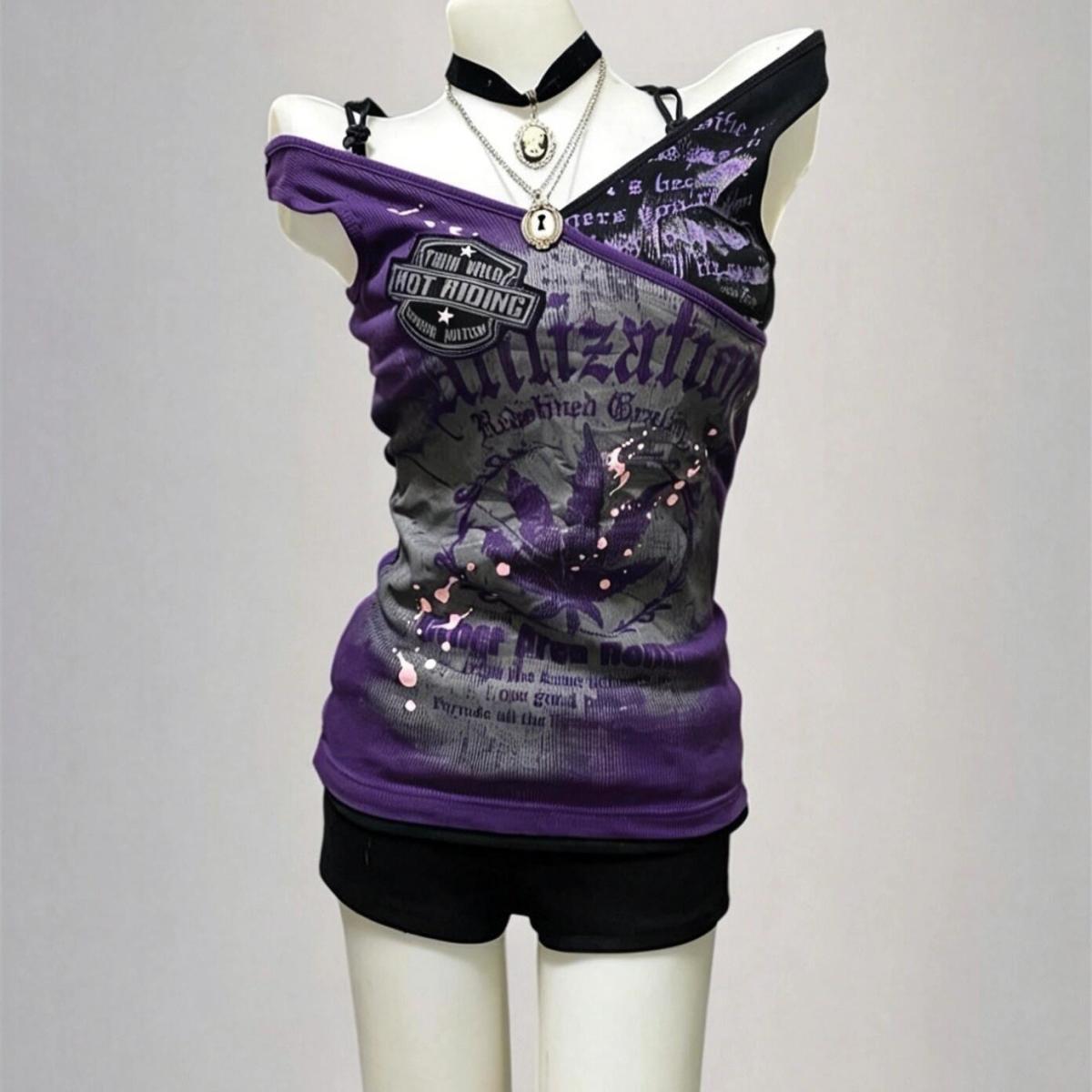 Kaos Gothic Y2k dengan Grafis  - Vintage Fashion Subculture ulasan dan harga