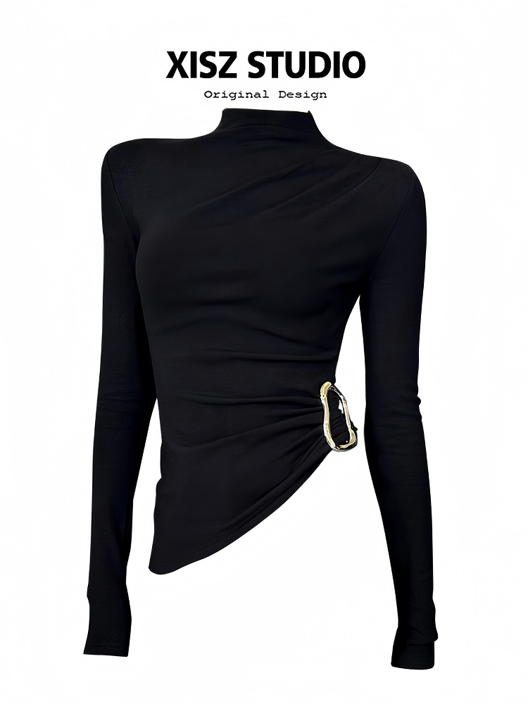 Kaos Wanita Hitam Gothic Haraj - Turtleneck Knit 90S ulasan dan harga