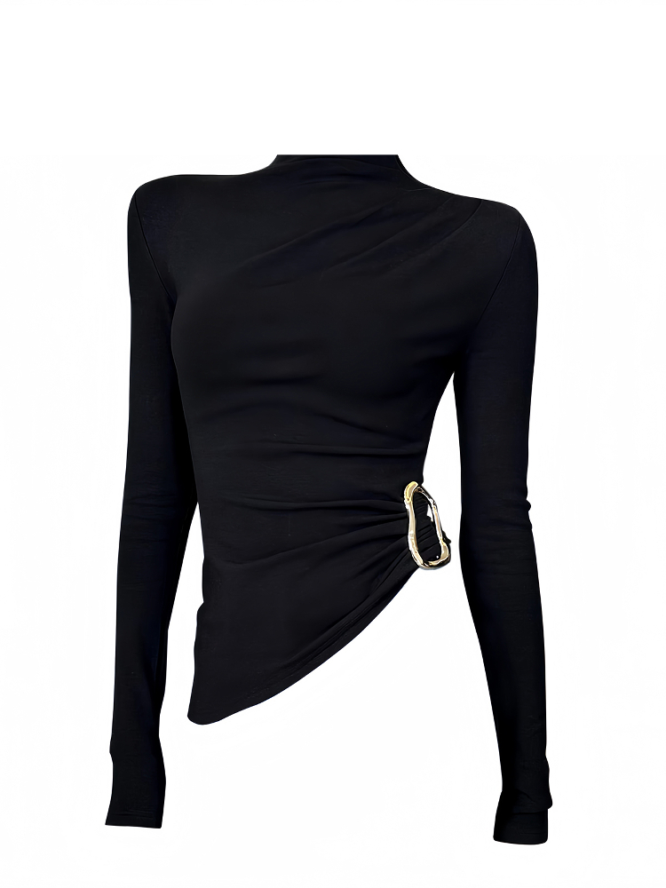 Kaos Wanita Hitam Gothic Haraj - Turtleneck Knit 90S ulasan dan harga