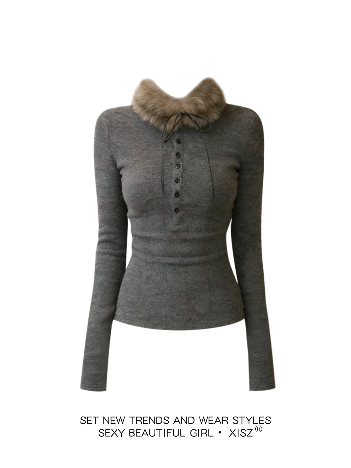 Kaos Wanita Abu-abu Gothic Har - Turtleneck Knit 90S ulasan dan harga