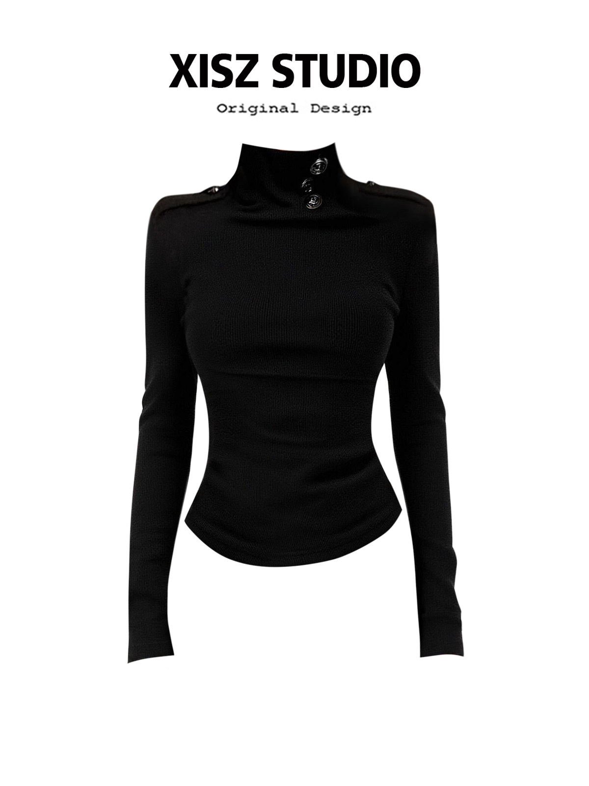 Kaos Wanita Hitam Gothic Haraj - Turtleneck Knit 90S ulasan dan harga