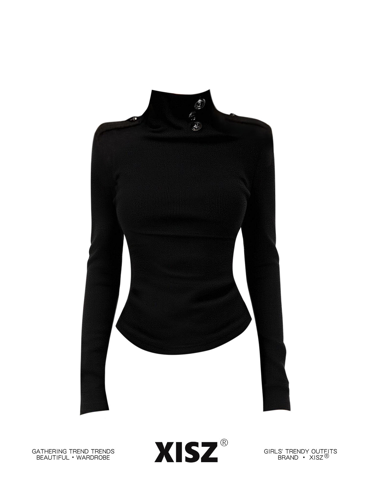 Kaos Wanita Hitam Gothic Haraj - Turtleneck Knit 90S ulasan dan harga