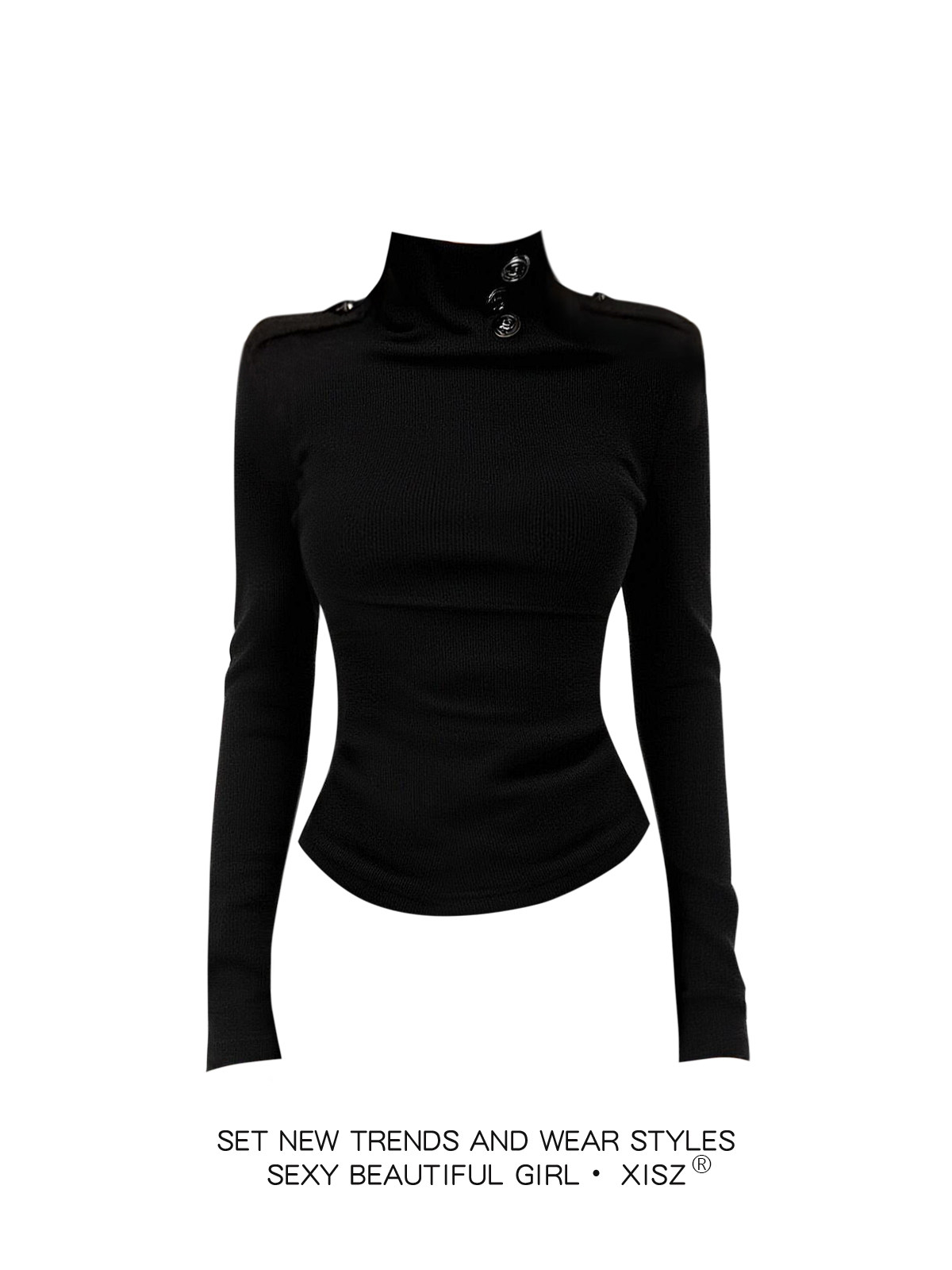 Kaos Wanita Hitam Gothic Haraj - Turtleneck Knit 90S ulasan dan harga