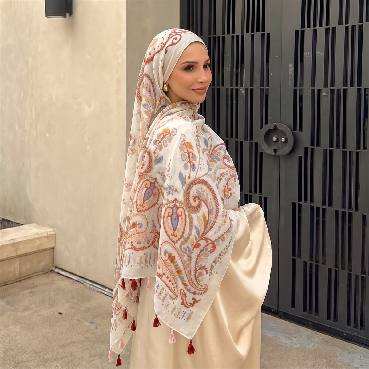 Hijab Syal Cetak Paisley Vinta - Vintage Women Fashion ulasan dan harga