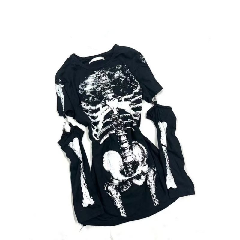 Kaos Grafis Tengkorak Gothic J - Vintage Fashion Subculture ulasan dan harga