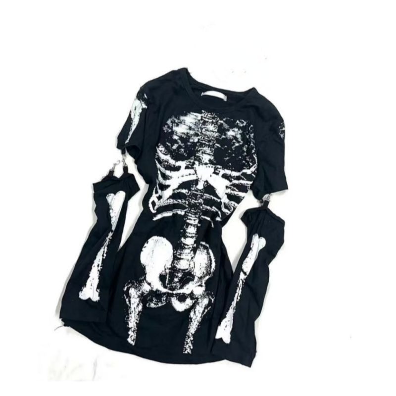 Kaos Grafis Tengkorak Gothic J - Vintage Fashion Subculture ulasan dan harga
