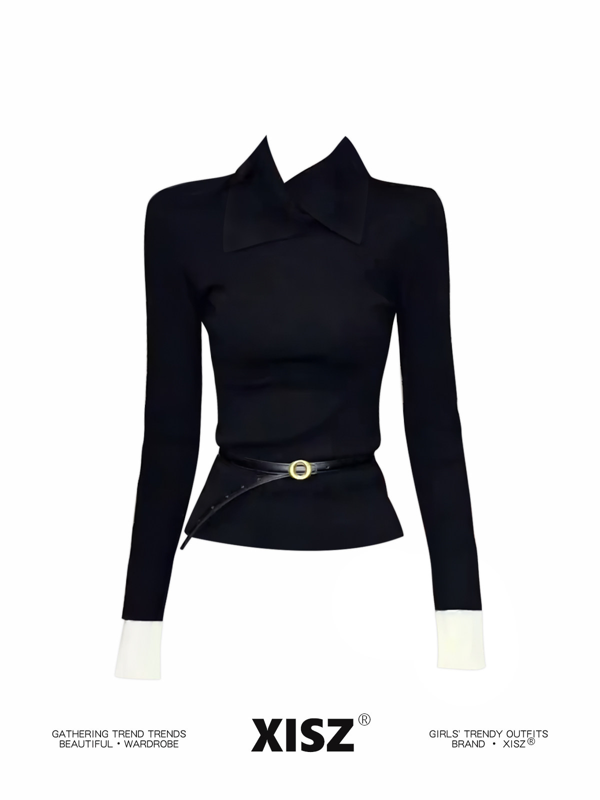 Kaos Wanita Hitam Gothic Haraj - Turtleneck Knit 90S ulasan dan harga