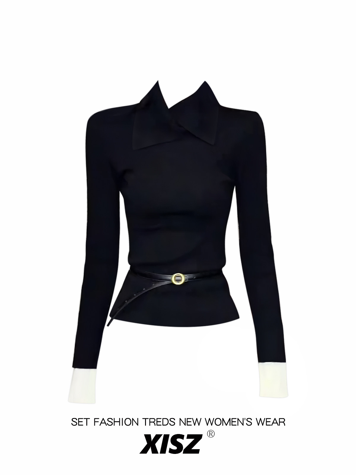 Kaos Wanita Hitam Gothic Haraj - Turtleneck Knit 90S ulasan dan harga
