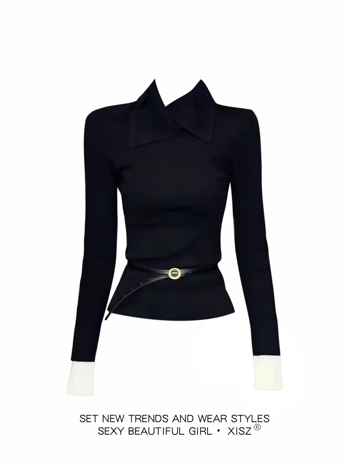 Kaos Wanita Hitam Gothic Haraj - Turtleneck Knit 90S ulasan dan harga