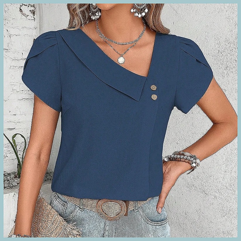 Blus Warna Solid Vintage Musim - Vintage Women Fashion ulasan dan harga