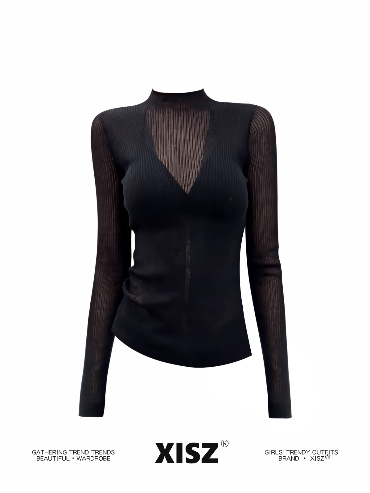 Kaos Gothic Hitam Wanita Haraj - Turtleneck Knit 90S ulasan dan harga