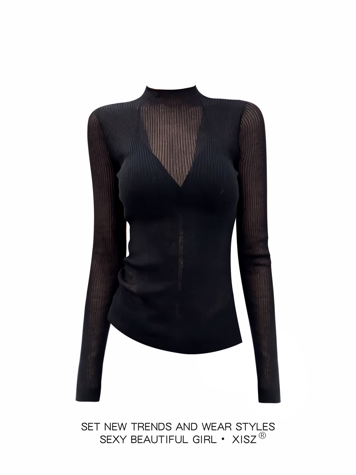 Kaos Gothic Hitam Wanita Haraj - Turtleneck Knit 90S ulasan dan harga